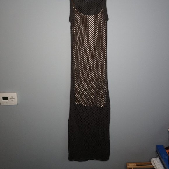 New Addison Women Dark Gray with Beige Slip Dress size M/L - Picture 2 of 11